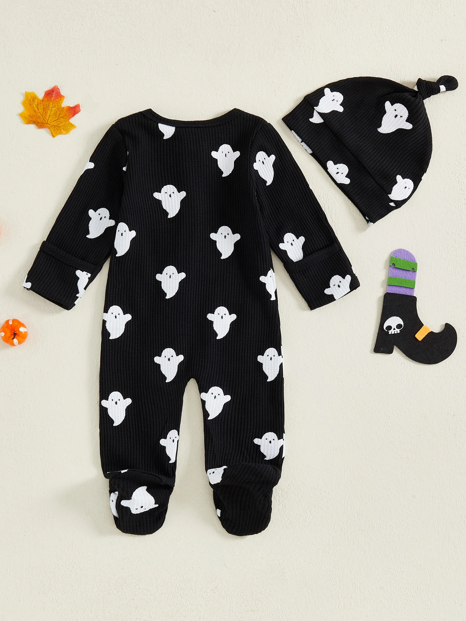 

Cute Winter Baby Outfit Cozy Knit Sweater and Pants Set with Pom Pom Hat for Newborn Boys and Girls Snowflake Print