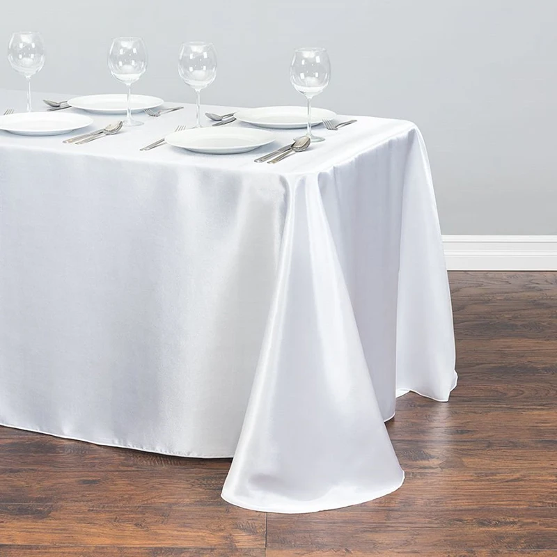 Rectangle Satin White Tablecloth for Table Wedding Decoration Banquet Dining New Year's Tablecloth Christmas Table Cloth Cover