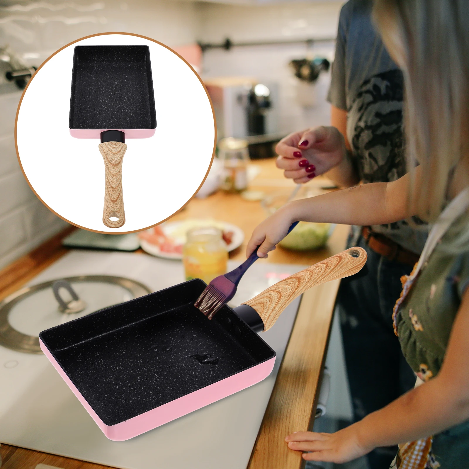 

Aluminum Alloy H Nonstick Frying Pan for Kitchen Black Cookware Egg Restaurant Vegetables Pancake Omelets