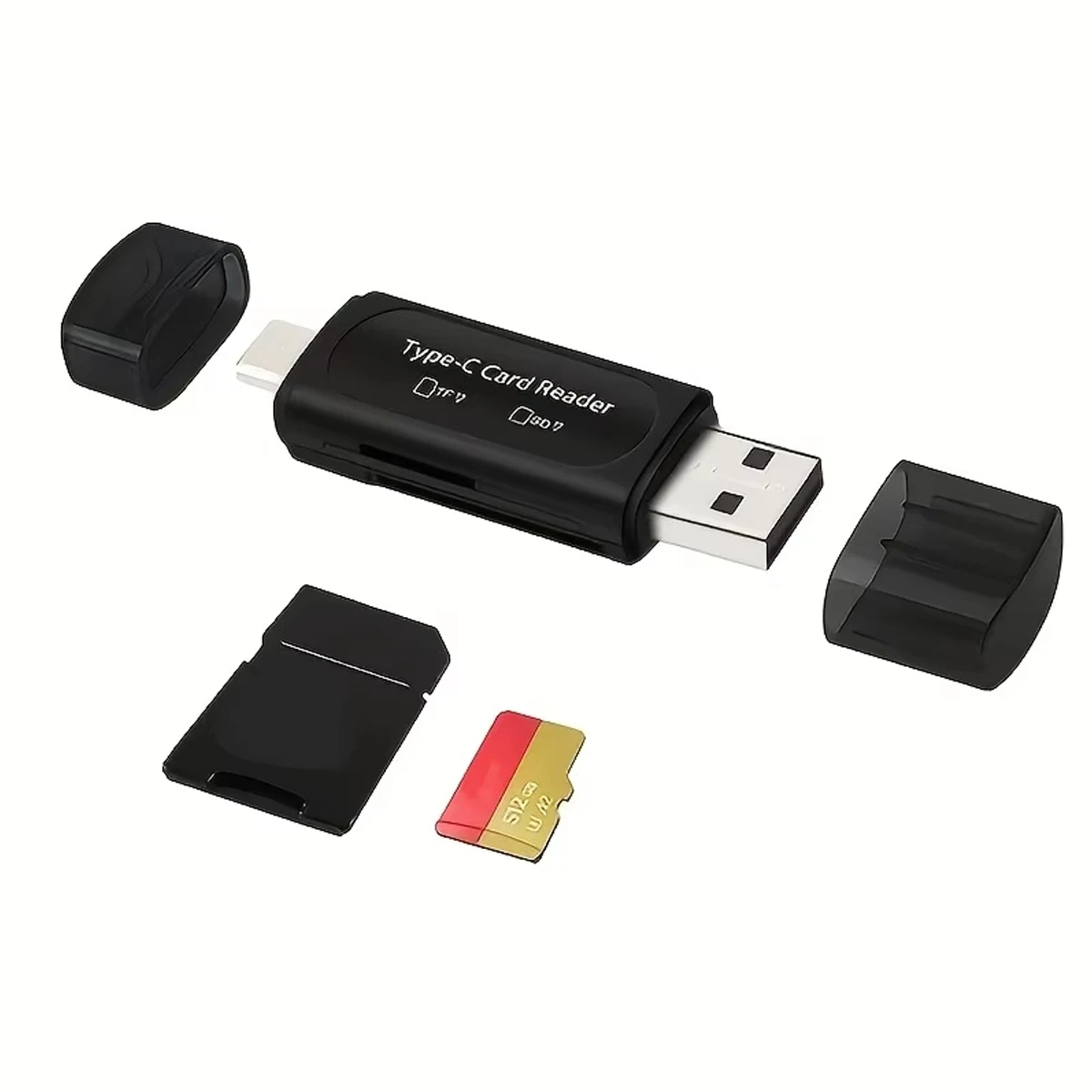 Type-C Dual-Head USB 2.0 Card Reader Tf/Sd for Mobile Phones Computers Camera - Two-In-One Fast Data Transfer Device
