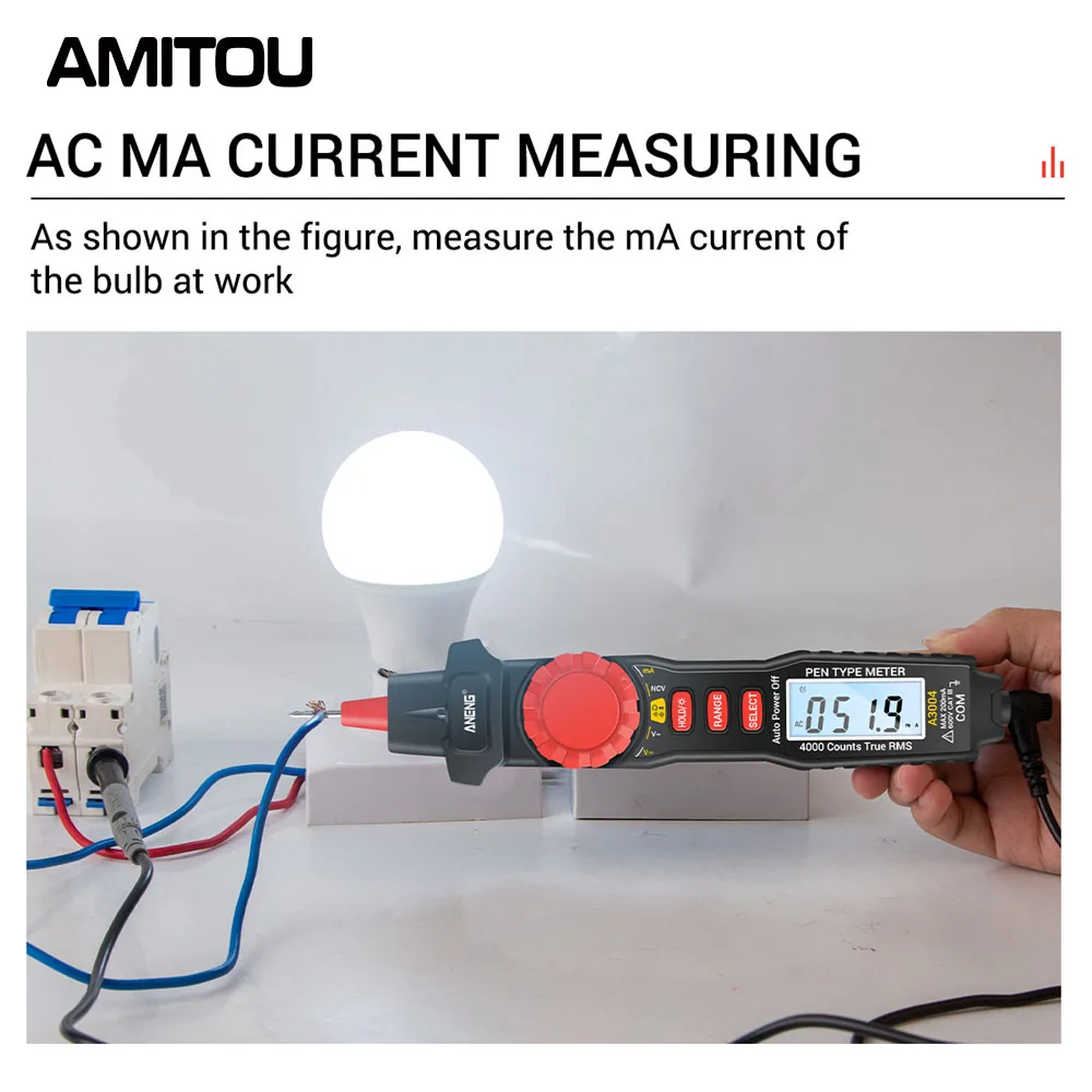 AMITOU A3004 4000 отсчетов мультиметр измеритель ручки бесконтактный AC/DC напряжение сопротивление емкость диод тестер непрерывности инструмент