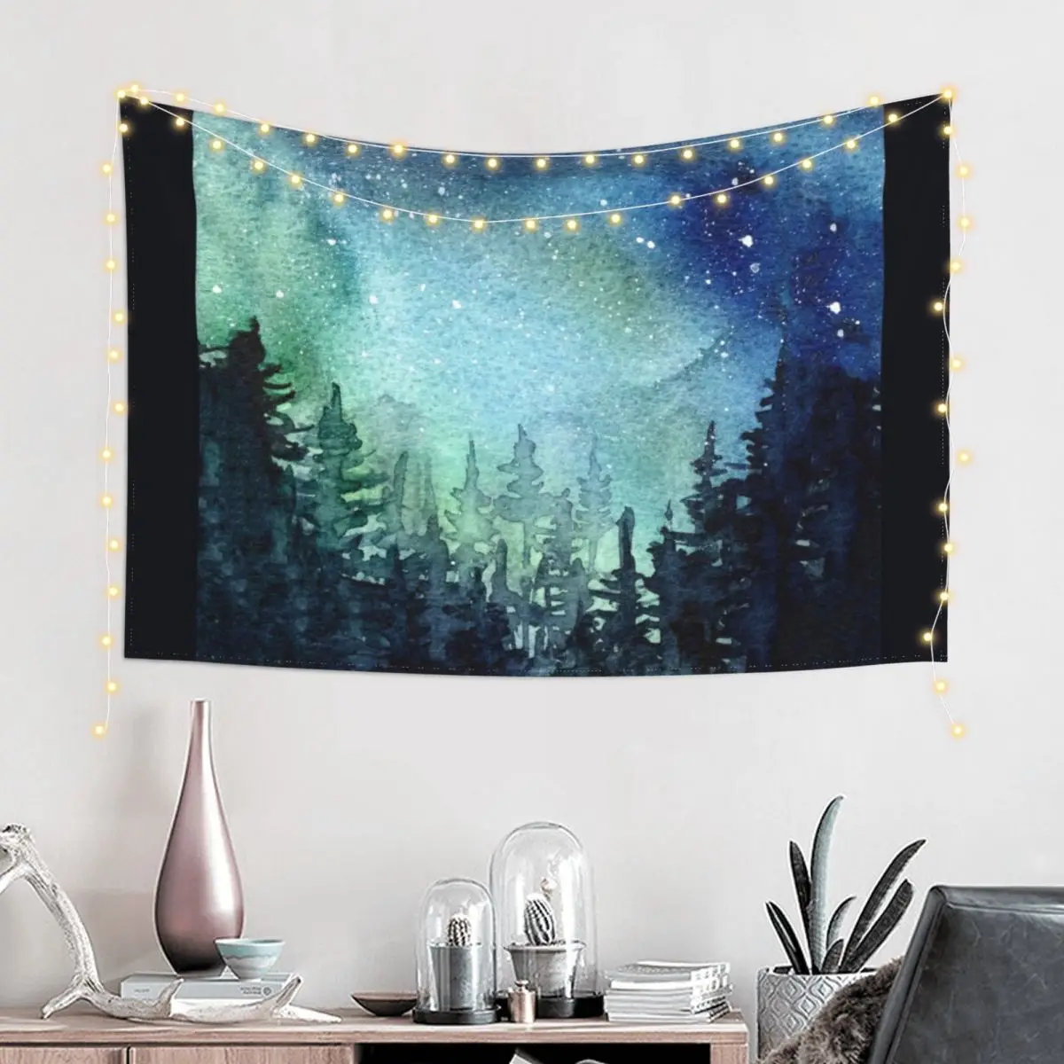 

Watercolor Galaxy Nebula Aurora Northern Lights Painting Tapestry Room Design Living Room Decoration Home Decorating Tapestry