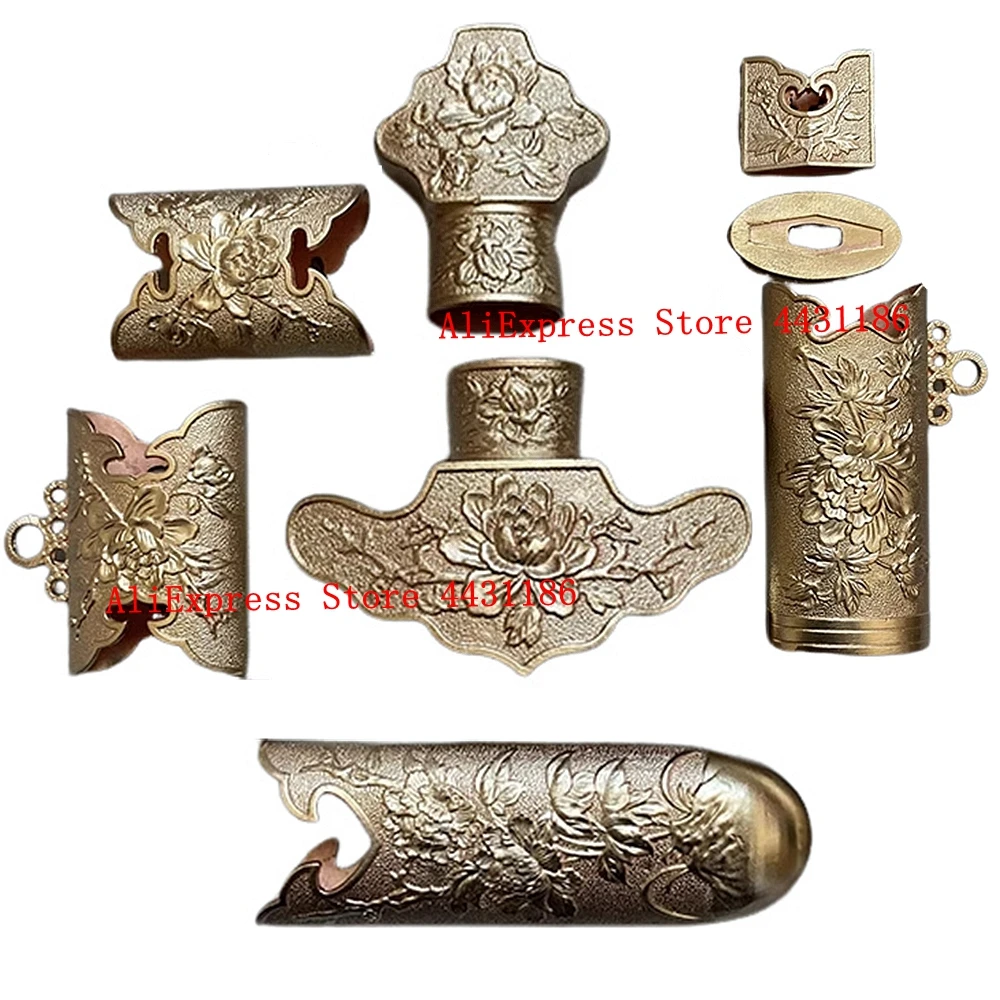 

A Set Peony Theme Copper Fittings For Chinese TaiJi/WuShu Jian Qing Dynasty Tai Chi KungFu Dao Sword Nice Metal Crafts Accessory