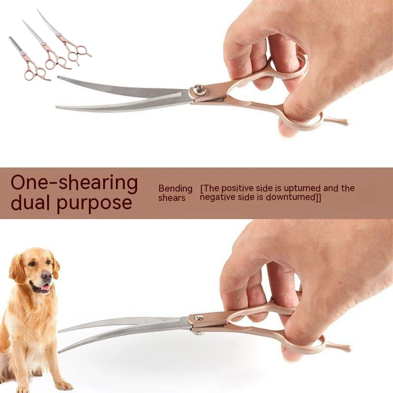 7inch Pet Grooming Scissors Stainless Steel Dog Hair Tool Set Professional Trimming Scissors Curved Scissors Haircutting Scissor