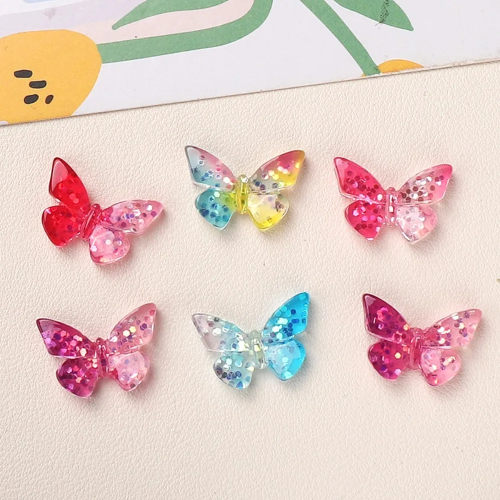 10pcs Kawaii Resin Flatback Mini Butterfly Charms Cabochons Embellishments for DIY Ornament Crafts Scrapbook Home Decorations