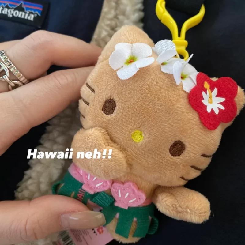 New Hello Kitty Plush Doll Keychain Pendant Cartoon Kt Cat Stuffed Plushies Key Ring Bag Accessories Toy Girls Christmas Gift