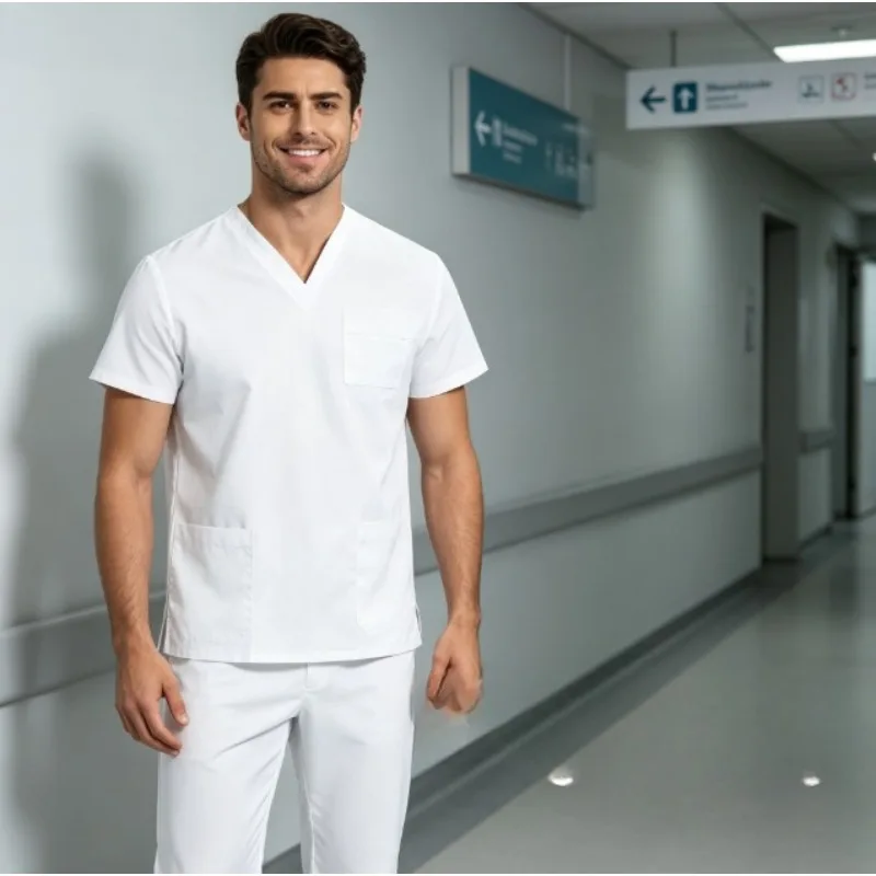 Matte Finish  Workwear – V Neck Elastic Waist Scrubs – Soft & Quick Dry – Ideal for Vet  Lab Staff