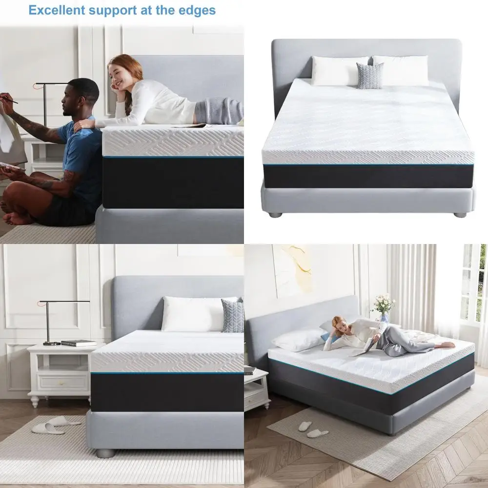 مرتبة إسفنجية ميموري فوم متوسطة الحجم مقاس 10 بوصة - تخفيف الضغط، نوم بارد، راحة مسامية، إعداد سهل (54 وات × 75 لتر) #1