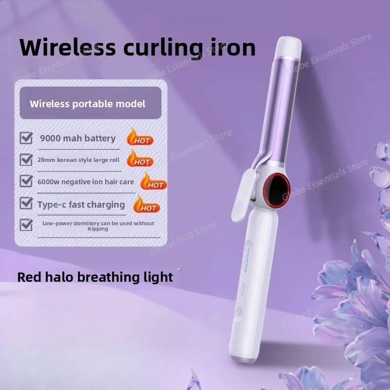 

Электрические щипцы для завивки волос 28 мм для женщин, профессиональные керамические щипцы для завивки волос с регулируемой температурой, инструмент для укладки волос, зарядка через USB