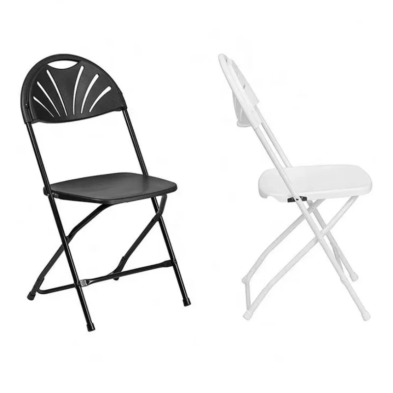Hot Sale Wedding Garden Indoor Outdoor White Black Fan Back Plastic Folding Chairs for Events