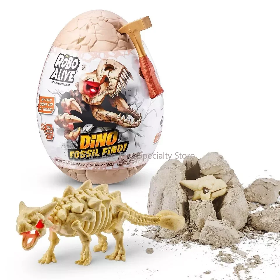 In Stock Zuru Robo Dino Fossil Find - Surprise Toy Excavate Dinosaur Fossils Digging Kit Trendy Collectible Toys Holiday Gifts