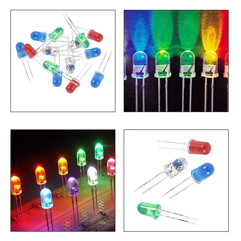 150Pcs 3mm 5mm LED Light White Yellow Red Green Blue Assorted Kit DIY LEDs Set Electronic