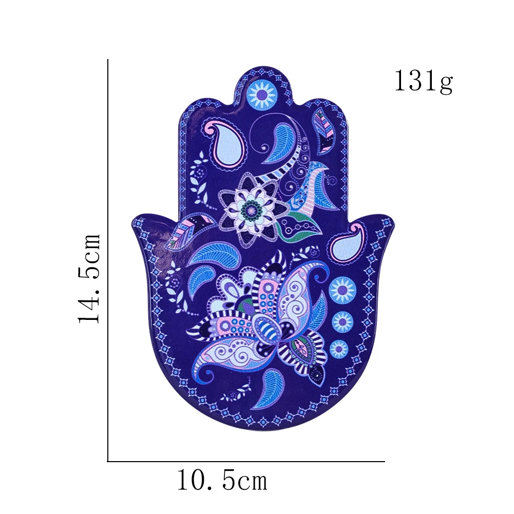 Böhmischer Blumen-Hamsa-Hand Keramik-Untersetzer mit Korkrückseite Hitzebeständige Rutschfeste Matte für Zuhause Büro Kaffee Deko Geschenk – Detail 7