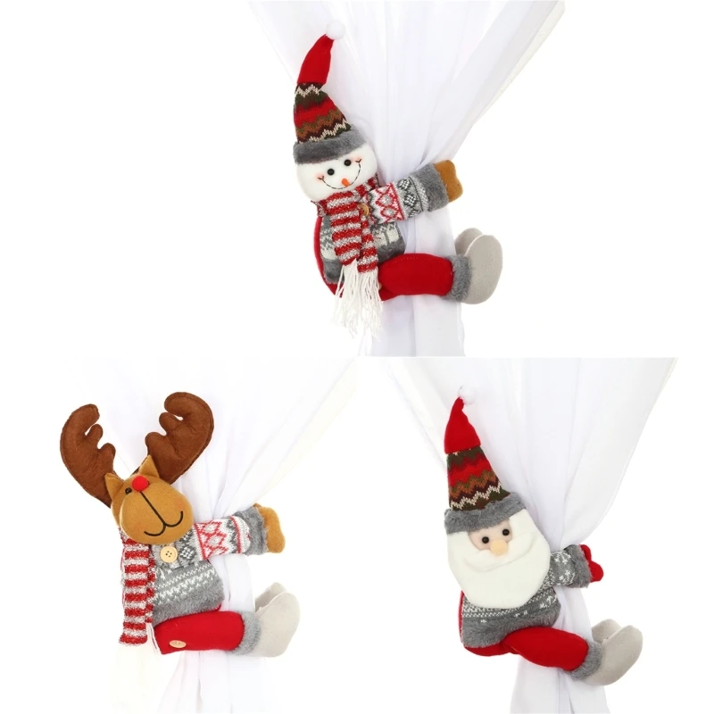 Holiday Christmas Themed Curtain Buckle Plush Window Dressing Accessory