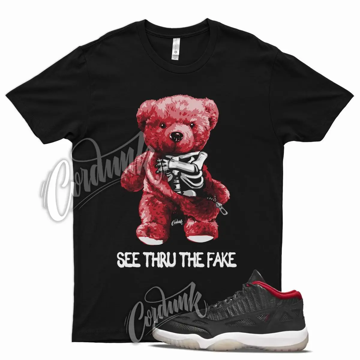 Black THRU T Shirt for Air J1 11 Low Bred IE True Red Gym Varsity 1