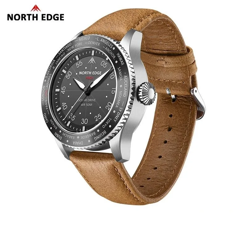 

NORTH EDGE MACH Solar Power Quartz watch Men Waterproof 50M Men's Pilot Diver Sports Wristwatches Luminous Enviormentally Clock