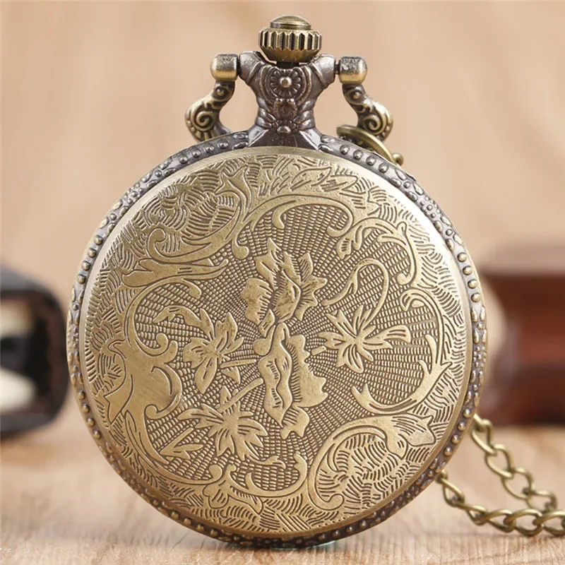 Antique Double Eagle Austria National Emblem Men Women Analog Quartz Pocket Watch Arabic Number Dial Necklace Chain Timepiece