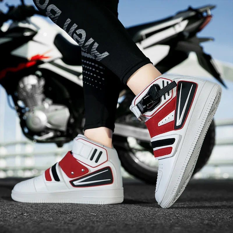 Износостойкие мотоциклетные ботинки с высоким берцем, новинка 2024, мужская и женская мотоциклетная обувь, Нескользящие мотоциклетные ботинки, Уличная обувь для езды на мотоцикле