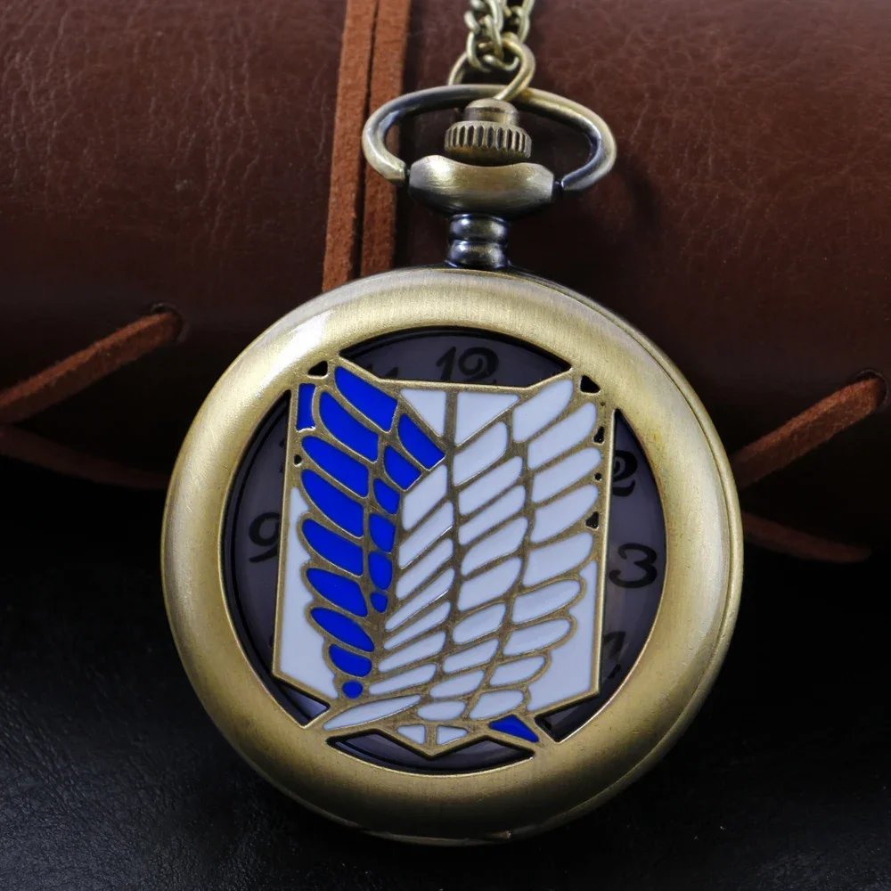 Anime Attack on Titan Design Quartz Pocket Watch Unisex Necklace Pendant Jewelry Gift for Men and Women Religio Masculino