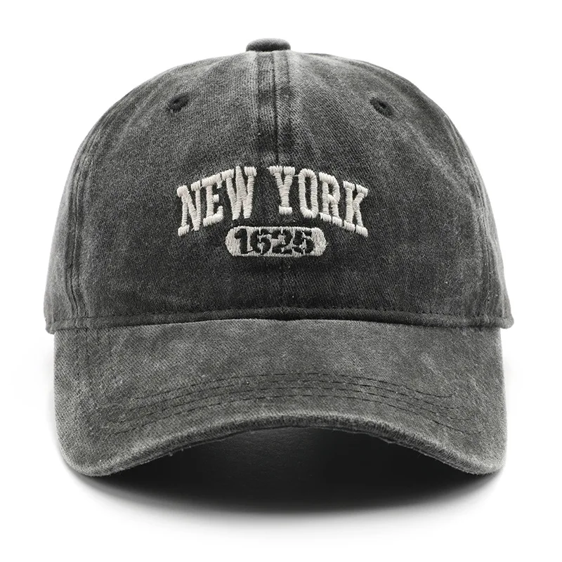 NEW YORK Embroidery Baseball Caps Gothic Street Punk Adjustable Distressed Faded Cap Hip-hop Sunscreen Hats
