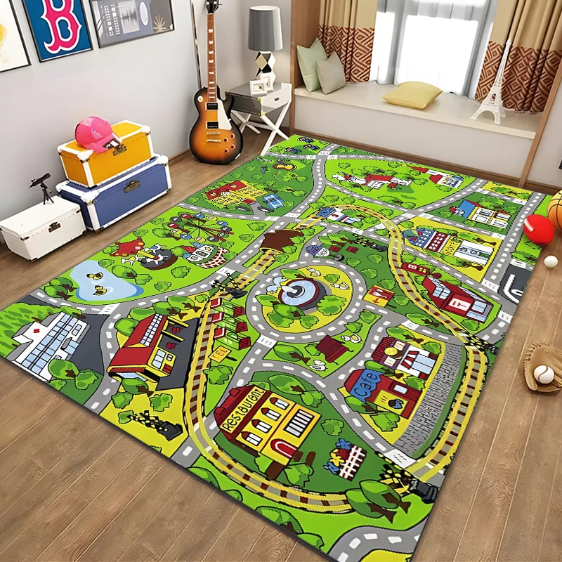 Kids Rug Carpet Playmat City Life Learn Have Fun Safe,Children\'s Educational,road Traffic System,Play Mat for Bedroom Playroom