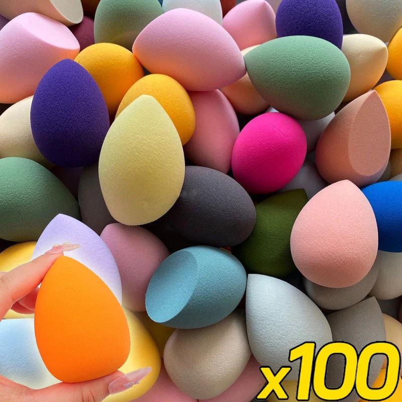 100PCS Multicolor Waterdrop Shape Makeup Sponge Professional Soft Foundation Loose Powder Cosmetic Puff Women Makeup Accessories