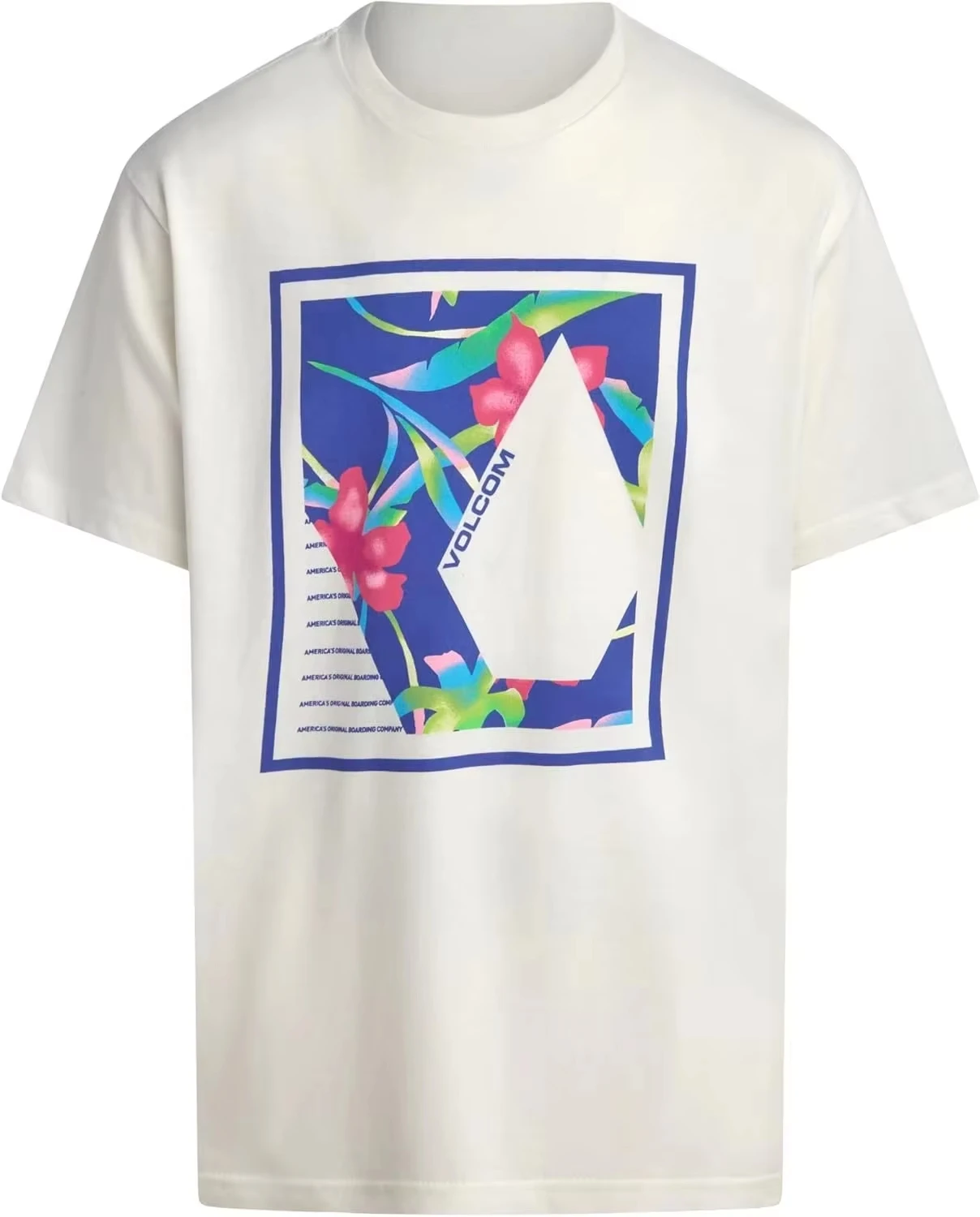 Camiseta Volcom Tropical Plant Diamond Extreme Sports Street Trendy Brand, camiseta gráfica de algodón para hombres y mujeres, ropa de calle de verano