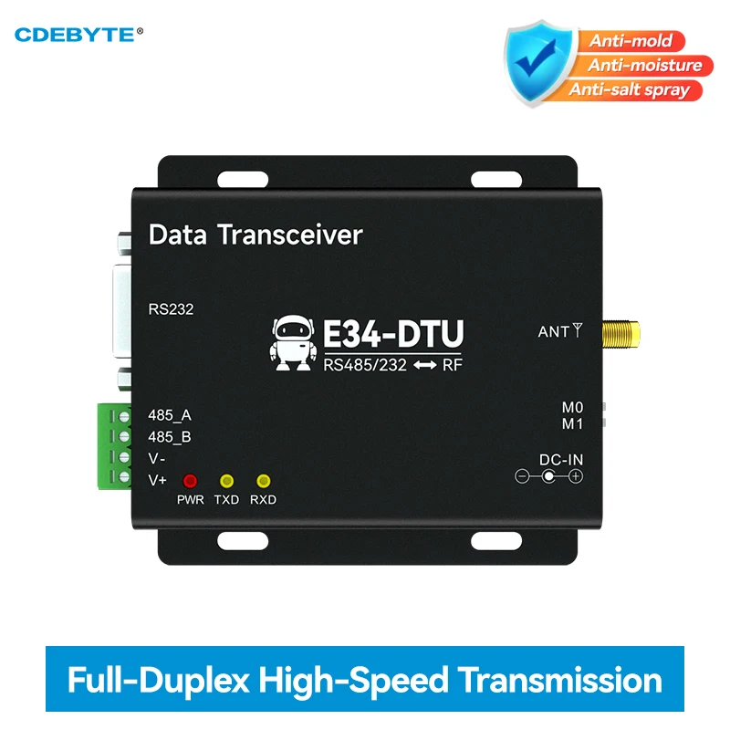 

Wireless Data Transceiver RS232/RS485 CDEBYTE E34-DTU(2G4D27) 433M/2.4G Modbus Protocol Full Duplex Transmission Transceiver