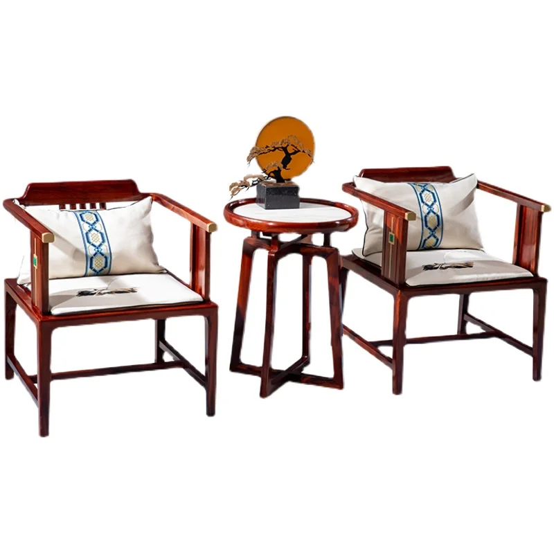 

New Chinese Style Leisure Chair Three-Piece Chinese Style Solid Wood Villa Club Leisure Balcony Table and Chair