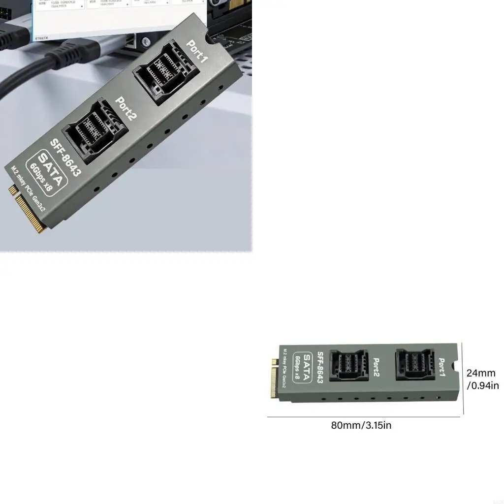 462e-m2-m-キー-ドライブ-レイアウト-カード、2-つの-sff-8643-コネクタ、80-x-24-mm-ボード、ヒートシンク、およびストレージ-ビルド用アルミニウム-シェル付き