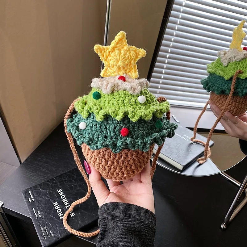 

Solid Color String Cute Christmas Tree Crossbody Bags 2026 Winter New Handbags Christmas Gift Cute Trend Advanced Bags
