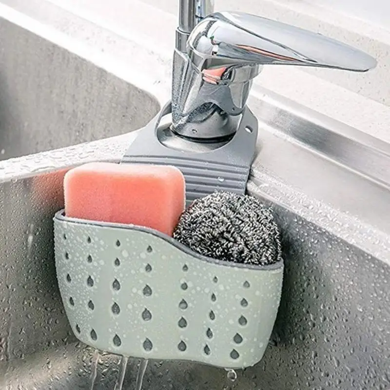 Household Adjustable Snap-in Sink Holder Drain Hanging Bag Kitchen Drain Basket Bathroom Sponge Storage Rack Kitchen Accessories