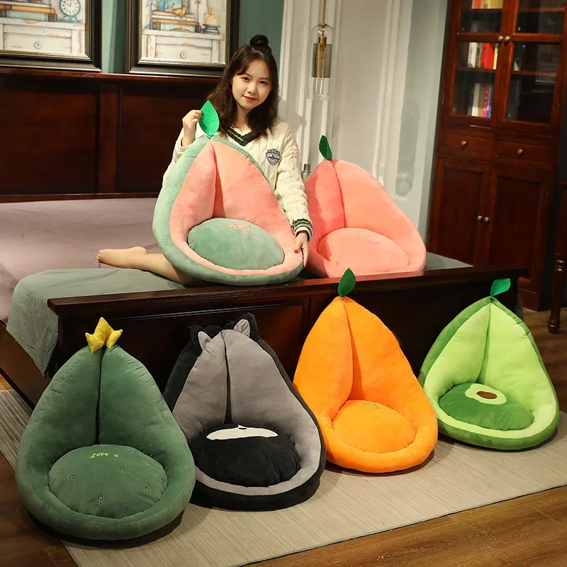 50*48cm Kawaii Multifunctional Plush Doll Fruit Animal Cute Cactus Avocado Carrot Unicorn Husky Soft Floor Sofa Seat Cushion