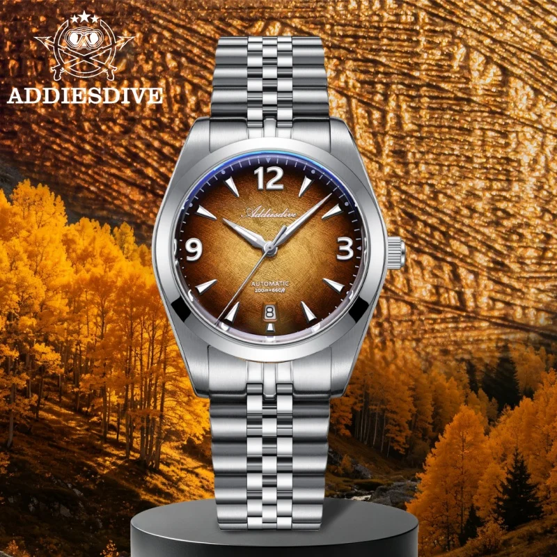 ADDIESDIVE Men's Automatic Watch 316L Stainless Steel BGW9 Blue Luminous Sapphire Glass 20Bar Waterproof AD2060 Mechanical Watch