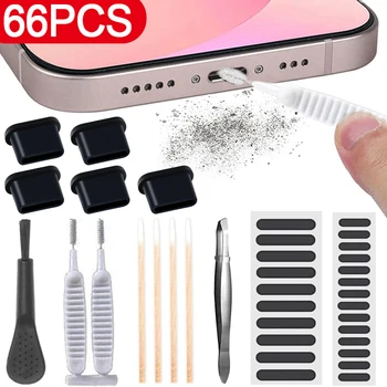 66PCS Phone Speaker Cleaner Kit For iPhone 14 13 Samsung Xiaomi Tablet Universal Dust Removal Tool Portable Clean Brush Set