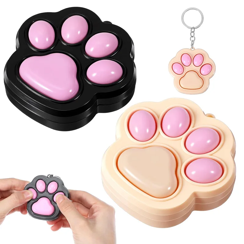 Creative Trendy Cat Paw Fidget Keychain Decompression Button Finger Clicker Toys Best Stress And Anxiety Relief Gifts