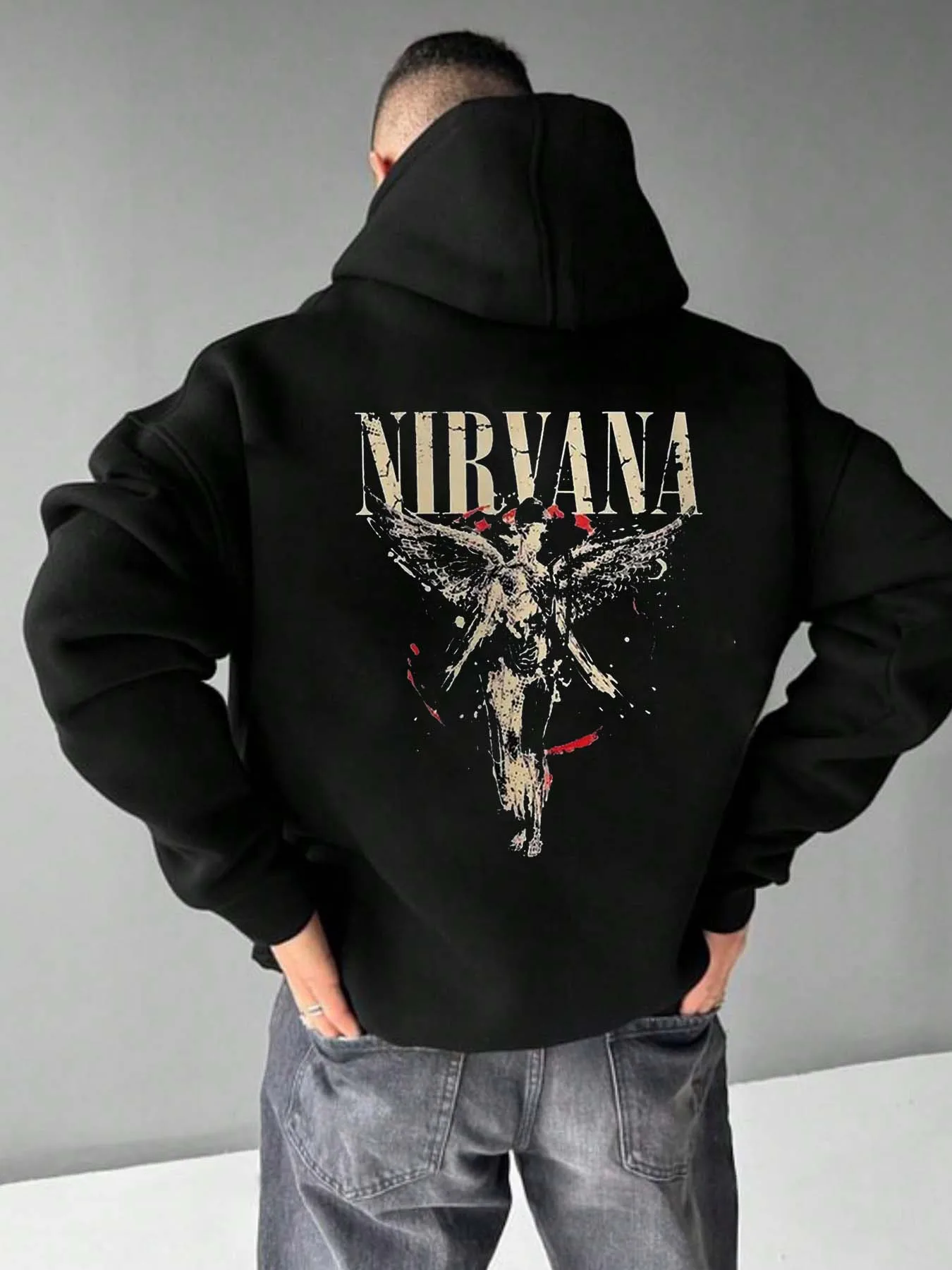 هوديي رجالي يتميز بتصميم "Renaissance Angel"، مصنوع من القطن الخالص المسامي، ومناسب للعطلات اليومية، وأسلوب الزوجين #1