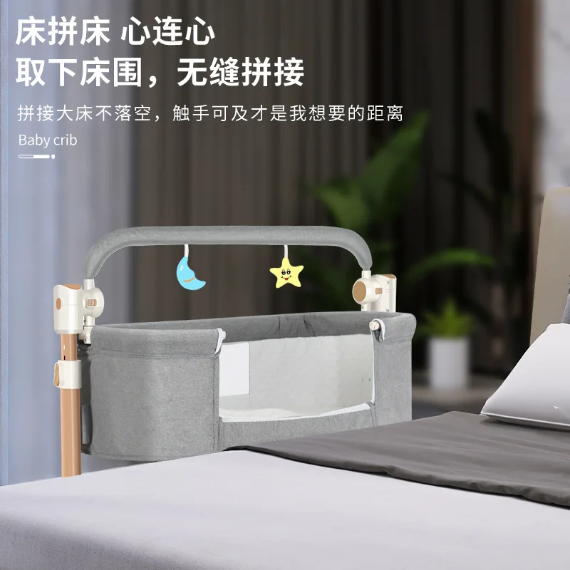 HYS newborn bed splicing queen bed  cradle bed children's  multi-function mobile push