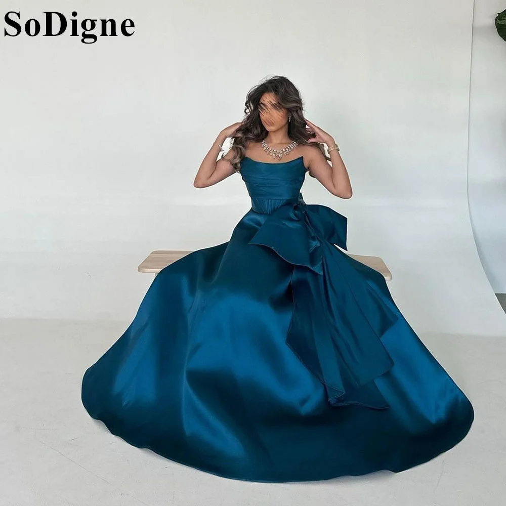 SoDigne Saudi Arabia Strapless A-Line Prom Dresses Large Bow 2024 Formal Occasion Evening Gowns for Women Customized Dresses