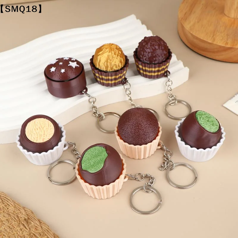 Simulated Chocolate Keyboard Keychain Fidget Toys Push Stress Relief Sensory Toys 3D Chocolate Keyboard Clicker For Kids Adults