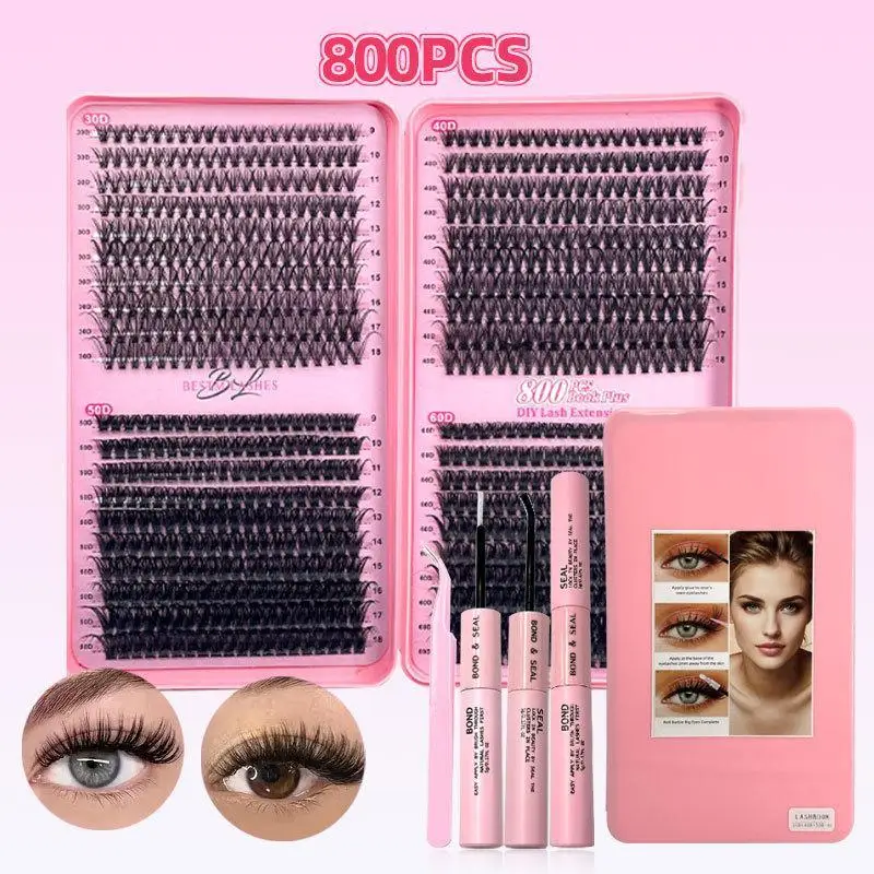 9-18mm DIY Clusters Lashes 30D40D50D60D Eyelash Extension Dovetail Segmented Lashes Individual Eyelashes With Lash Glue Remover