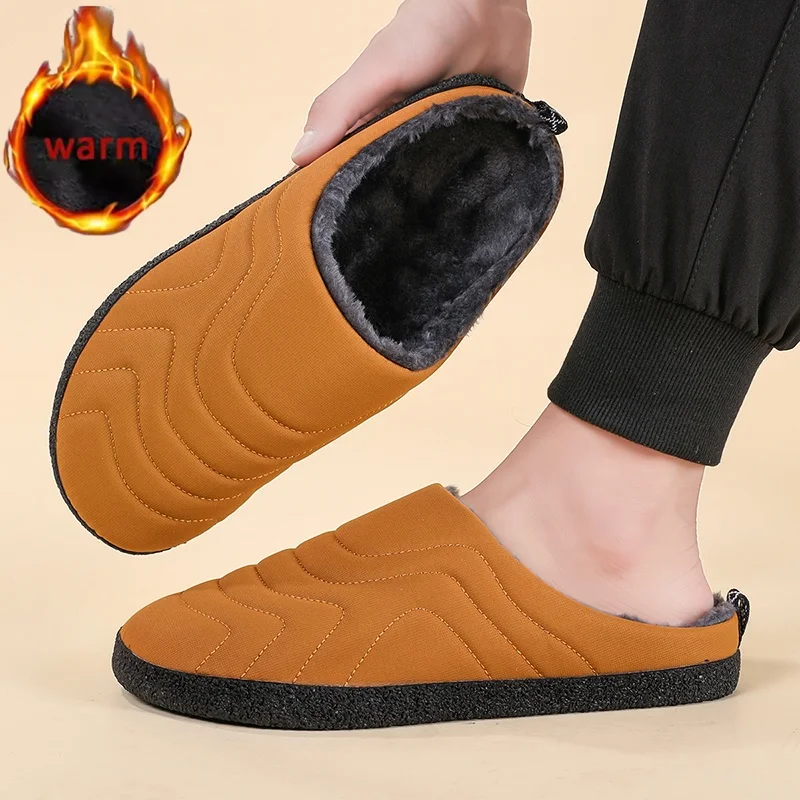 

Men's Women's Home Cotton Slippers Waterproof Non-Slip Couple Barefoot Slipper Plush Warm Lining Home Slippers Comfortable