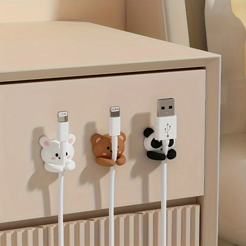

Cute Desktop Cable Organizer With Hooks And Clips For Mouse And Earphone Wires Nail Free Cord Holder For Desk Drawer Storage
