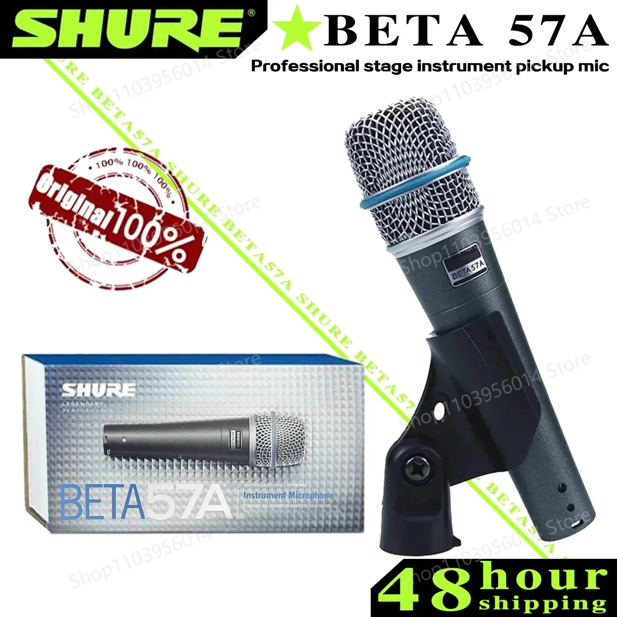 SHURE BETA 57A Wired Microphone Dynamic Cardioid Studio Home Record Handle Mic for Karaoke Music Stage Performance Live Mic