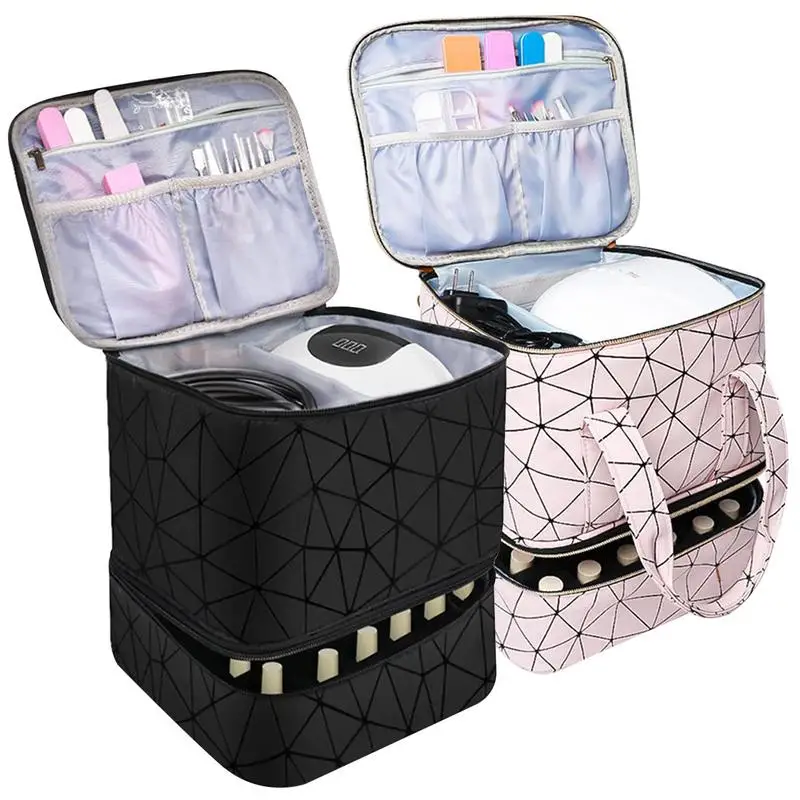 

Nail Polish Storage Bag Nail Dryer Case 2 Layer Nail Box Organizer Case Nail Polish Holder Carrying Case Holds 30 Bottles Nail