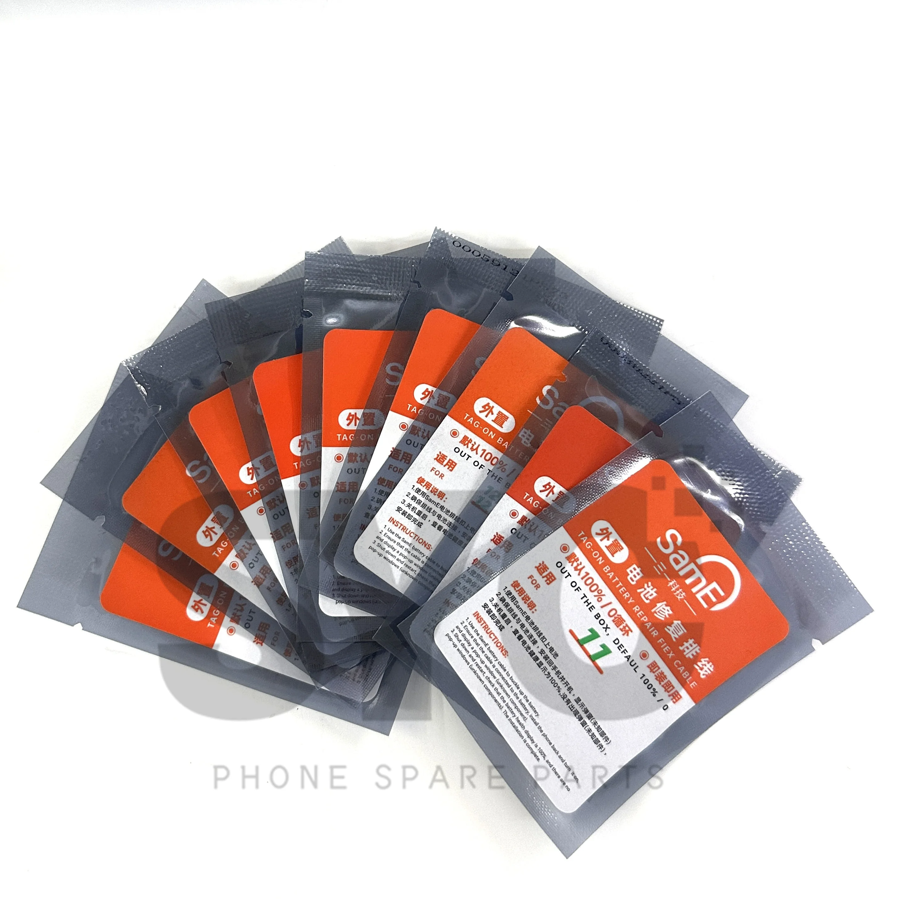 5pc SamE Pre-Programmed Battery Tag-on Flex Cable For iPhone 15 ProMax 14 13 12 11 Shows 100% Health 0 Cycle No Pop Up Message