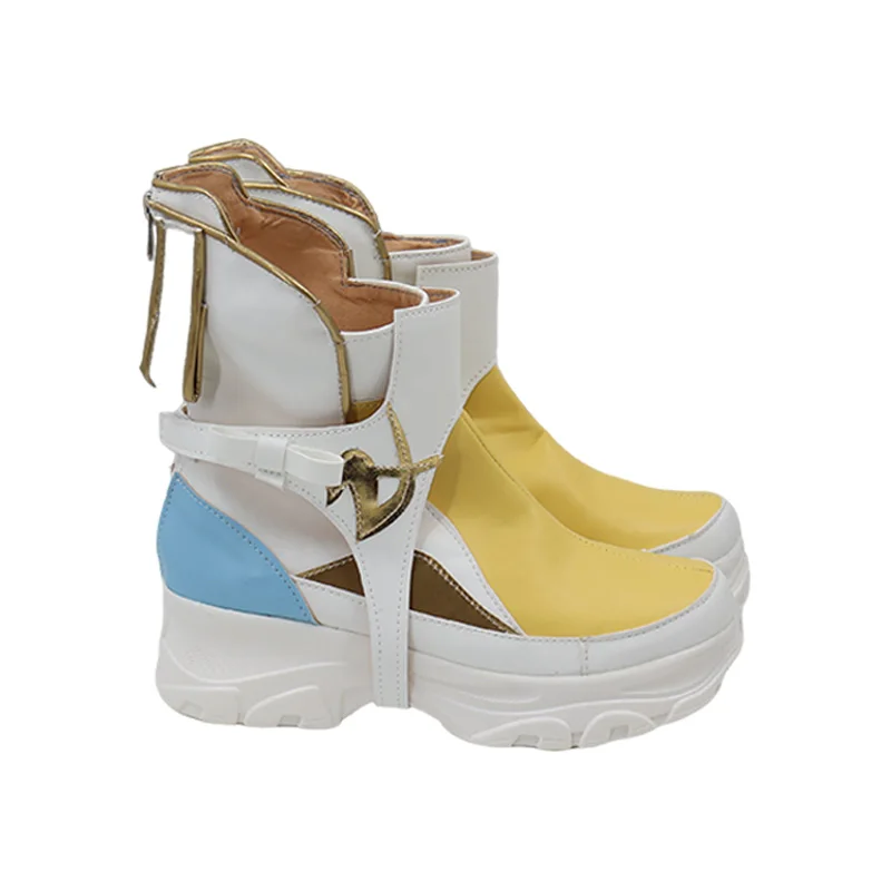Chaussures sphène femme bottes blanches et jaunes Halloween Cosplay FINAL FANTASY XIV accessoire bottes sphène