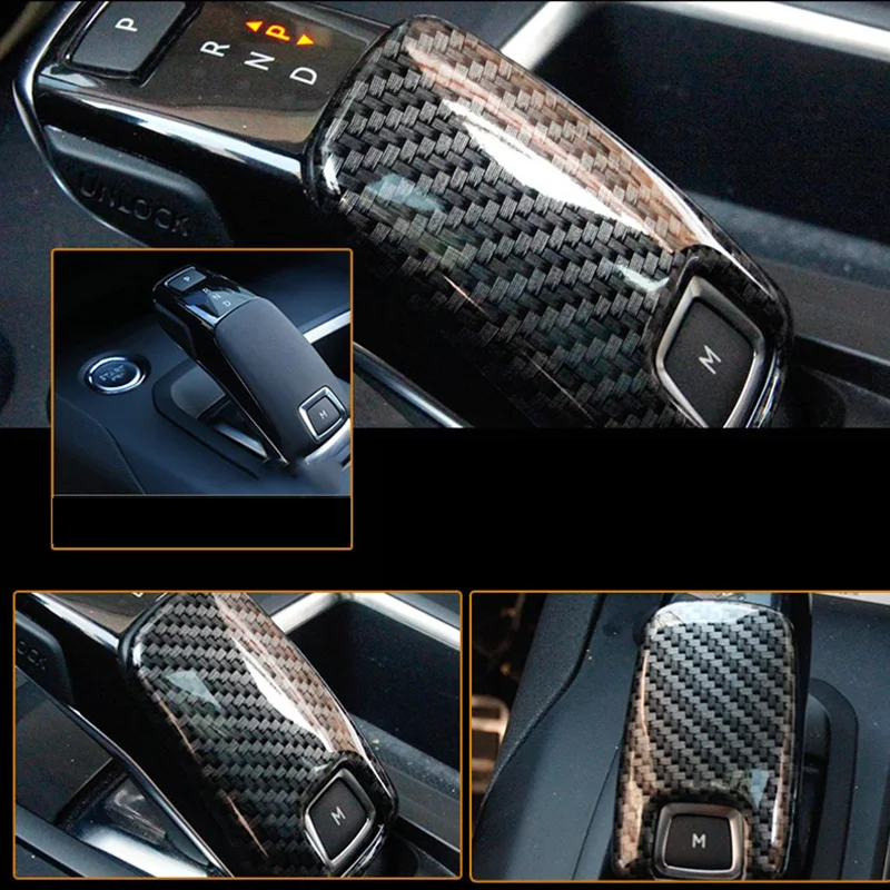 Carbon Fiber Car Gear Shift Knob Gear Head Cover Stickers Trim Frame Accessories For Peugeot 3008 GT 4008 5008 2017-2019