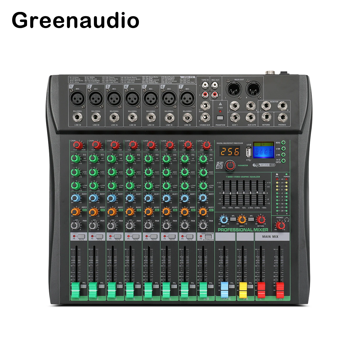 

GAX-CT8 Professional Audio Mixer with USB & Bluetooth Reverb Effect Device for Wedding Hotel School Recording Broadcasting Room