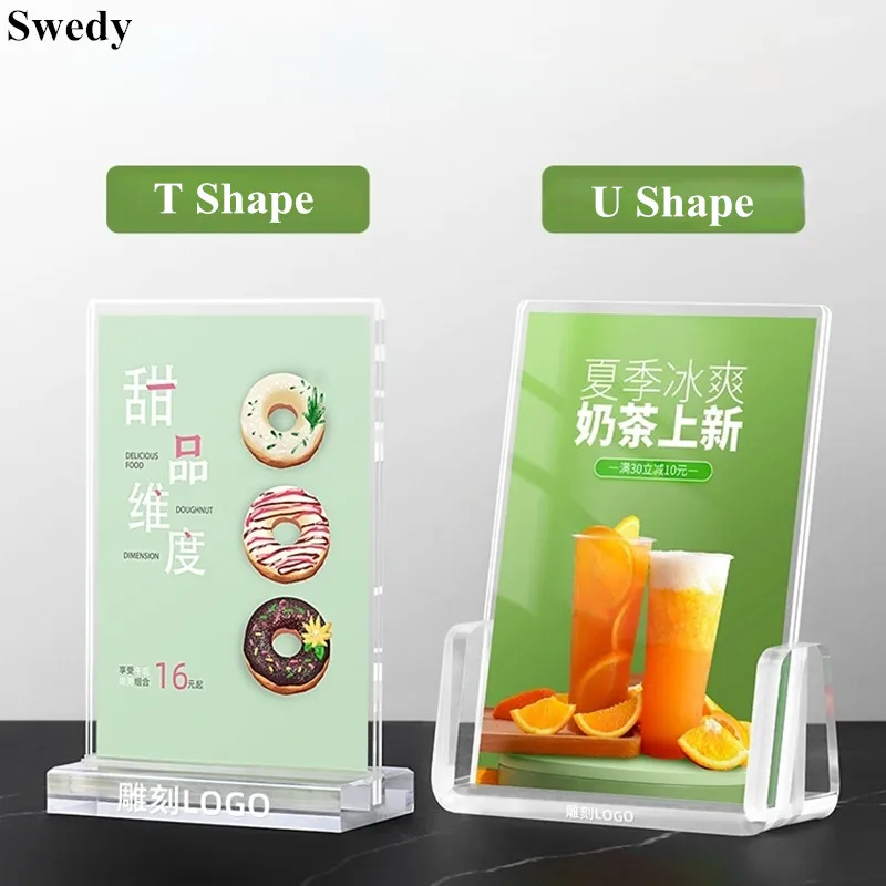 A5 148x210mm T / L Display Table Tent Acrylic Menu Card Sign Holder Display Stand Plastic Photo Picture Poster Frame